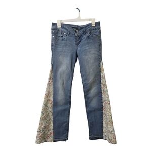 Paris Blues Blue Flare Jeans with Paisley Panels sz 11 very hippie